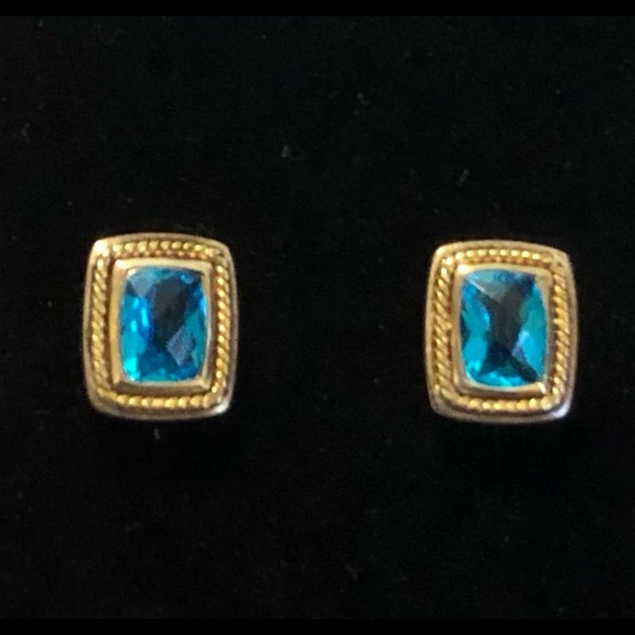 NIB Signed STS sterling silver ornate blue topaz necklace and earrings.S2 - Picture 4 of 9